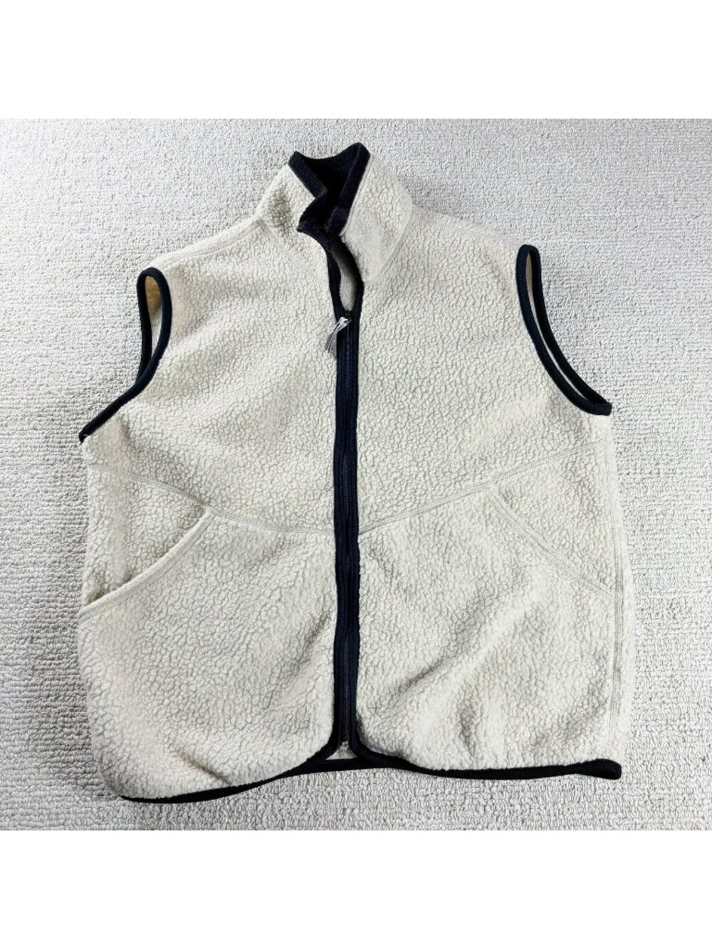 Vintage REI Polartec Sherpa Vest Beige Black Men’s Size Large